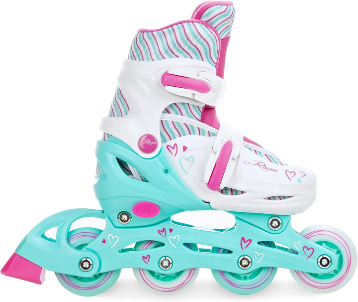 RAVEN 2in1 Schlittschuhe Inline Skates Inliner für Kinder Mädchen verstellbar mit LED Leuchtrad 30-3
