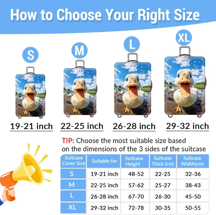 FANSU Elastisch Kofferhülle Kofferschutzhülle, 3D Ente Druck Kofferüberzug Schutzhülle mit Reissvers