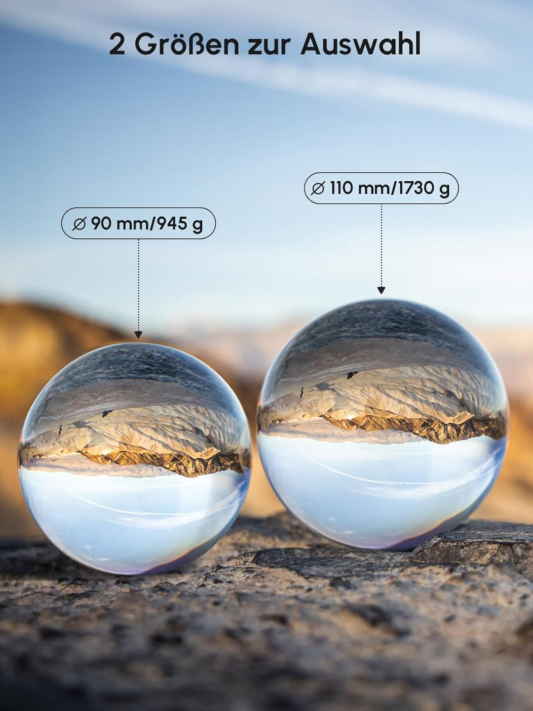 Rollei Lensball 90mm I Glaskugel I Kristallkugel I Foto-Kugel mit Aufbewahrungstasche &amp; Mikrofaser R