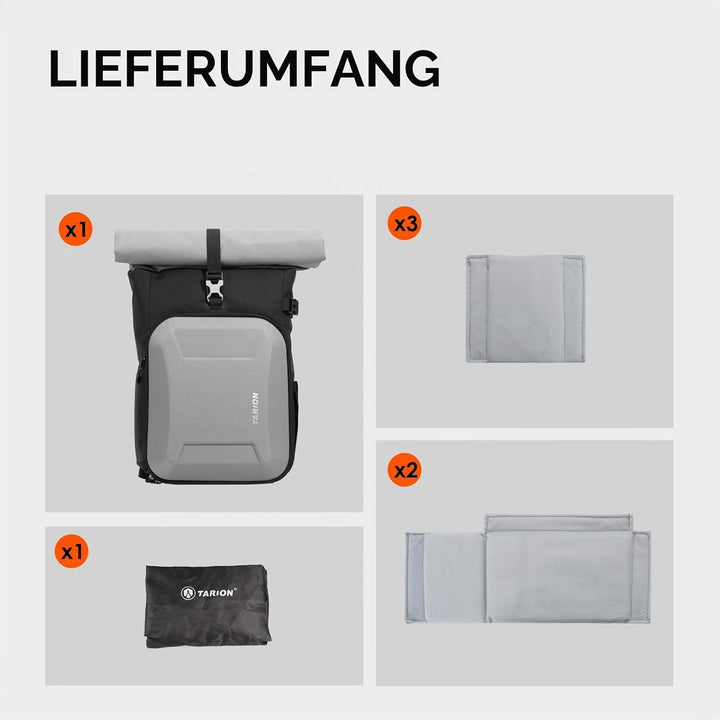 TARION Kamerarucksack Rolltop Fotorucksack mit Hartschale: Professionelle Kameratasche Spiegelreflex