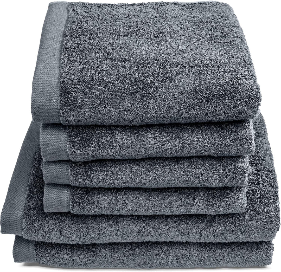herzbach home Handtücher-Set 100% Baumwolle - weich &amp; saugstark - Anthrazit, Anthrazit