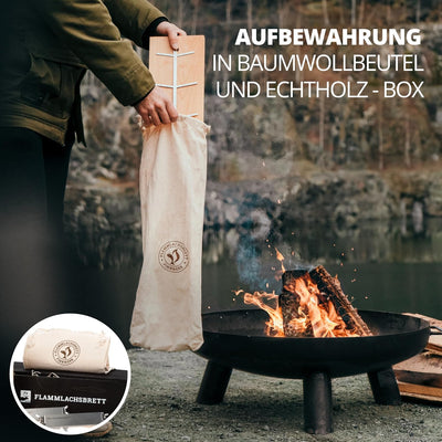 FINNWERK Flammlachsbrett Geschenkset - Lachsbretter mit Halterung aus Edelstahl und patentiertem Win