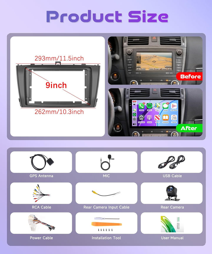 Rimoody 4G+128G Android Autoradio für Toyota Avensis T27 2008-2015 Wireless Carplay Android Auto 9 Z