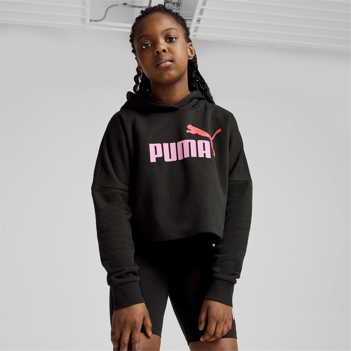 PUMA Mädchen ESS Logo Cropped Hoodie G Sweat 110 Puma Black, 110 Puma Black