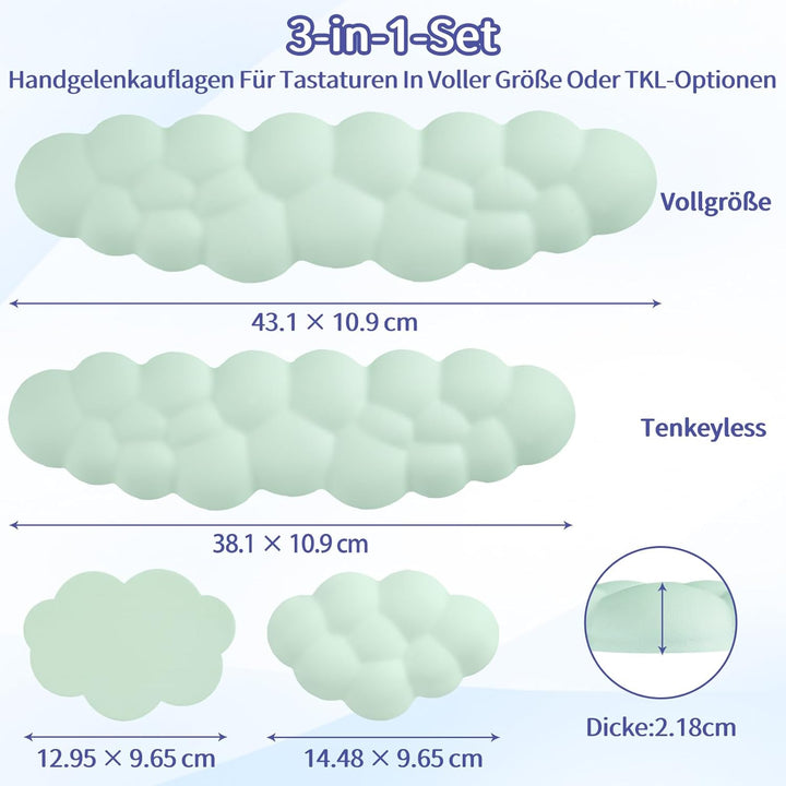 Sushret Wolke Handballenauflage Tastatur, Ergonomisches Wolke Handauflage Tastatur Mit Pu Leder Memo