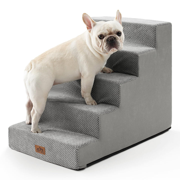 COZY KISS Hundetreppe für Kleine Hunde, 5 Stufen Breiter Haustiertreppe für Bett Couch Auto, 60cm Ho