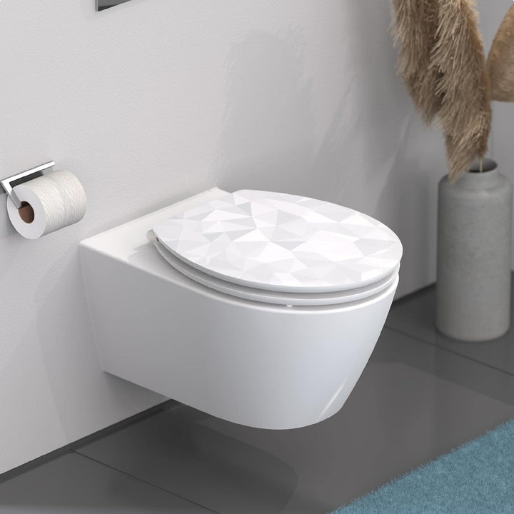 SCHÜTTE WC-Sitz Holzkern HG DIAMOND, Hochglanz Toilettensitz mit Absenkautomatik, passend für alle h