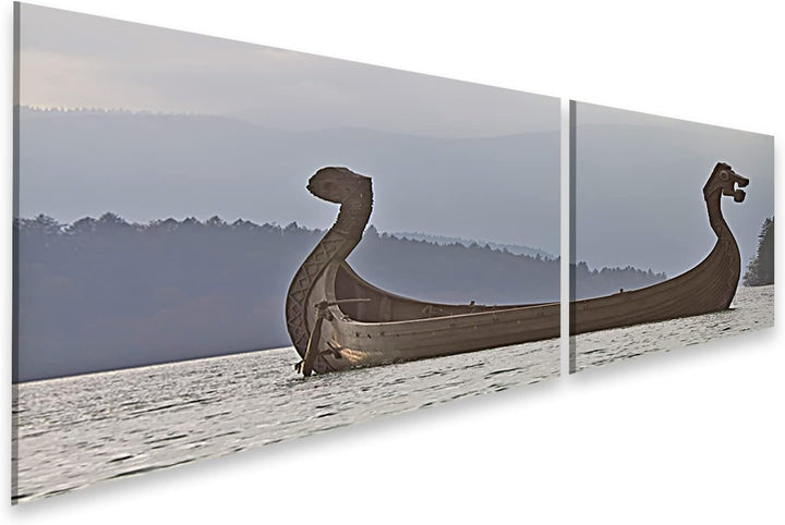 islandburner Bild auf Leinwand Wikinger Schiff In Walchensee Bilder Wandbilder Poster Leinwand 160x4