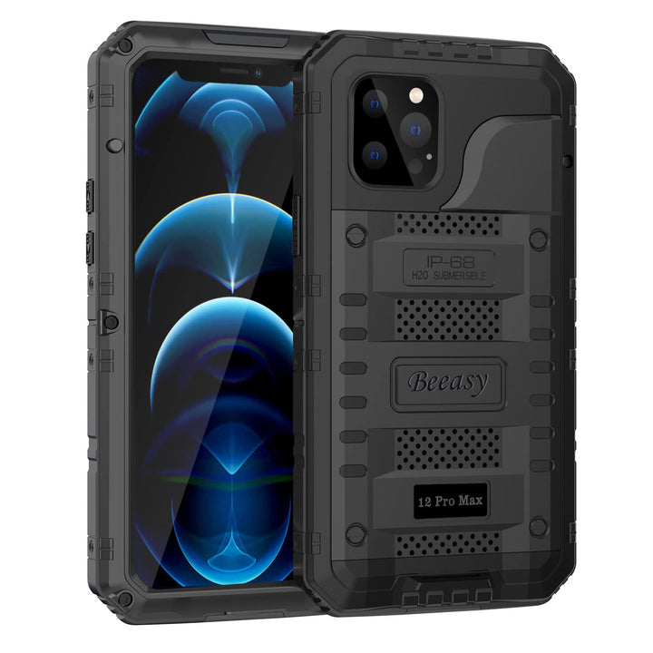 Beeasy für iPhone 12 Pro Max Wasserdicht Outdoor Hülle (6,7"), Stossfest Panzerhülle 360 Grad Schutz