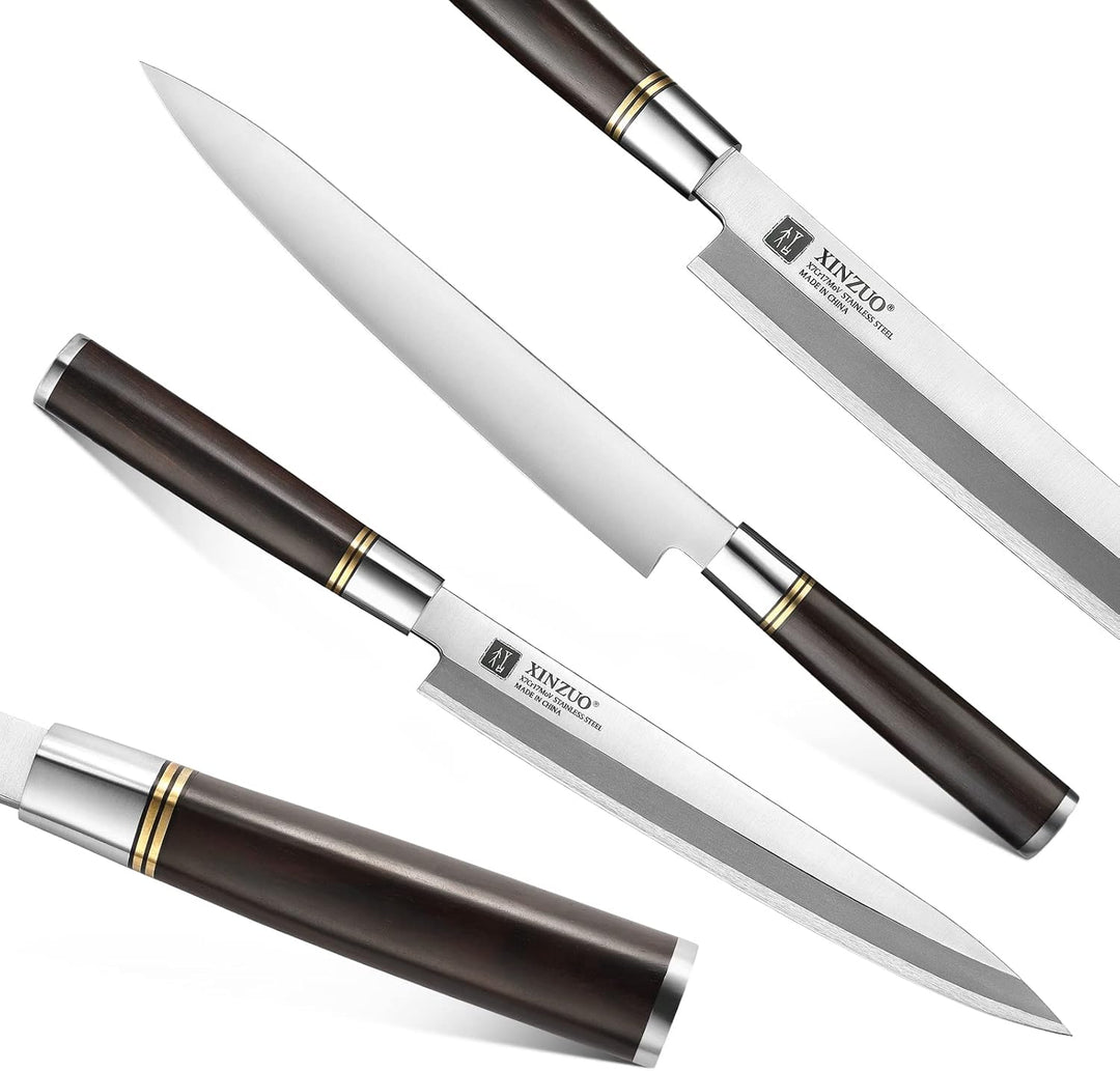 XINZUO 24cm Edelstahl Yanagiba Messer, X7Cr17MoV Stahl Sashimi Messer Einzelfase Klinge -Geschmiedet