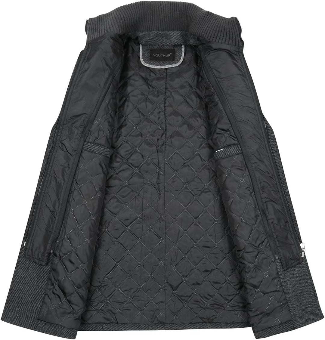 YOUTHUP Herren Wollmantel Dick Winter Kurzmantel Regular Fit Wintermantel Freizeit Herrenmantel Über