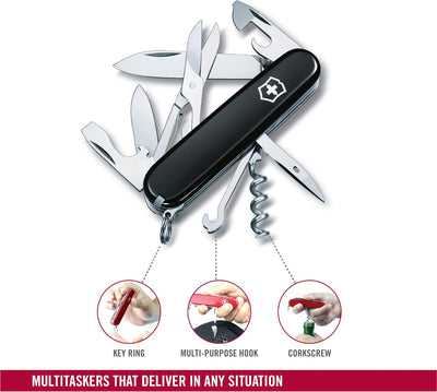 Victorinox Taschenmesser Climber (14 Funktionen, grosse Klinge, Kapselheber) 91mm Schwarz, Schwarz