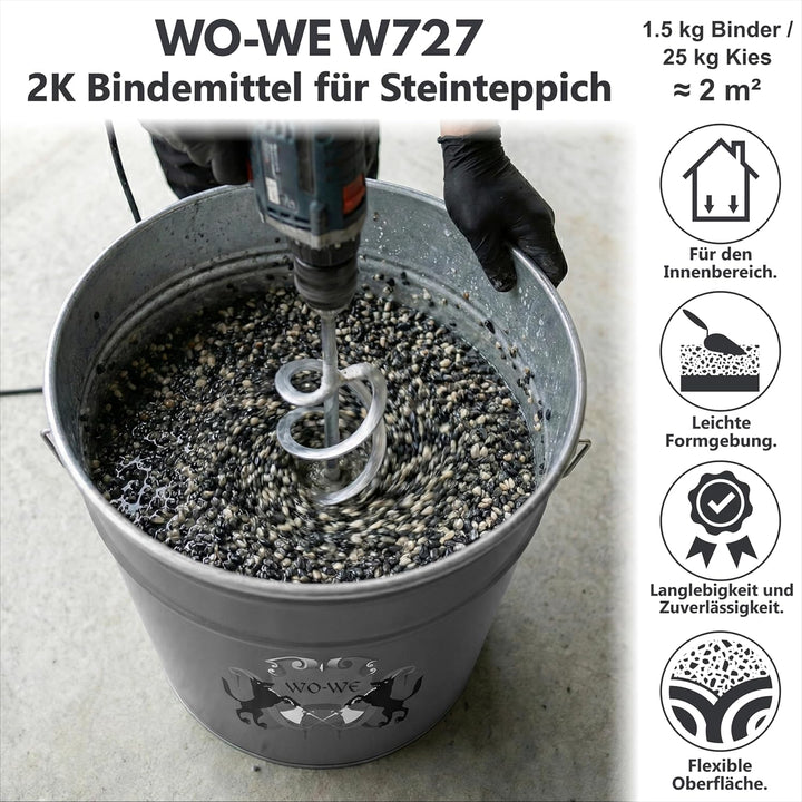 2K Bindemittel für Steinteppich Haftvermittler Natursteinteppich W727-3Kg, 3Kg
