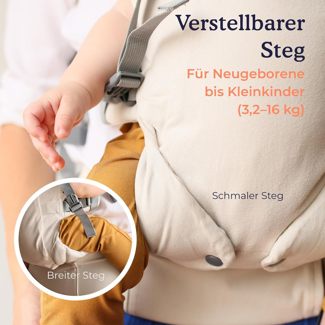 Beco Gemini 2.0 Babytrage für Neugeborene bis Kleinkinder (3–15 kg) mit M-Cloud™ Stütze – Ergonomisc