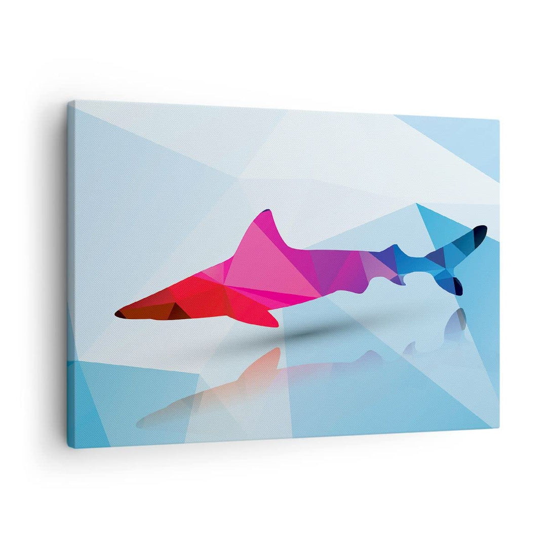Bilder auf Leinwand Hai Illustration modern Grafik Leinwandbild 70x50cm Wandbilder Dekoration Wohnzi