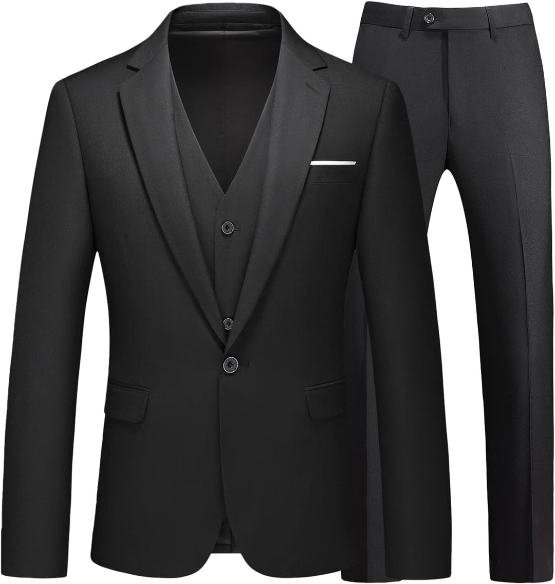 KUDMOL Herren 3-Stücke Anzug Business EIN Knopf Smoking Anzug für Männer Smoking Klassische Blazer W