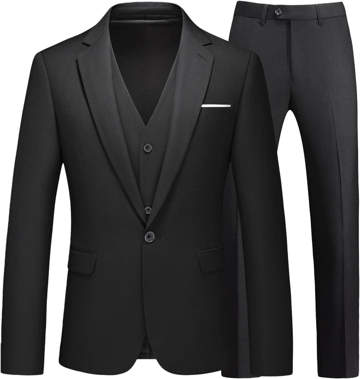 KUDMOL Herren 3-Stücke Anzug Business EIN Knopf Smoking Anzug für Männer Smoking Klassische Blazer W