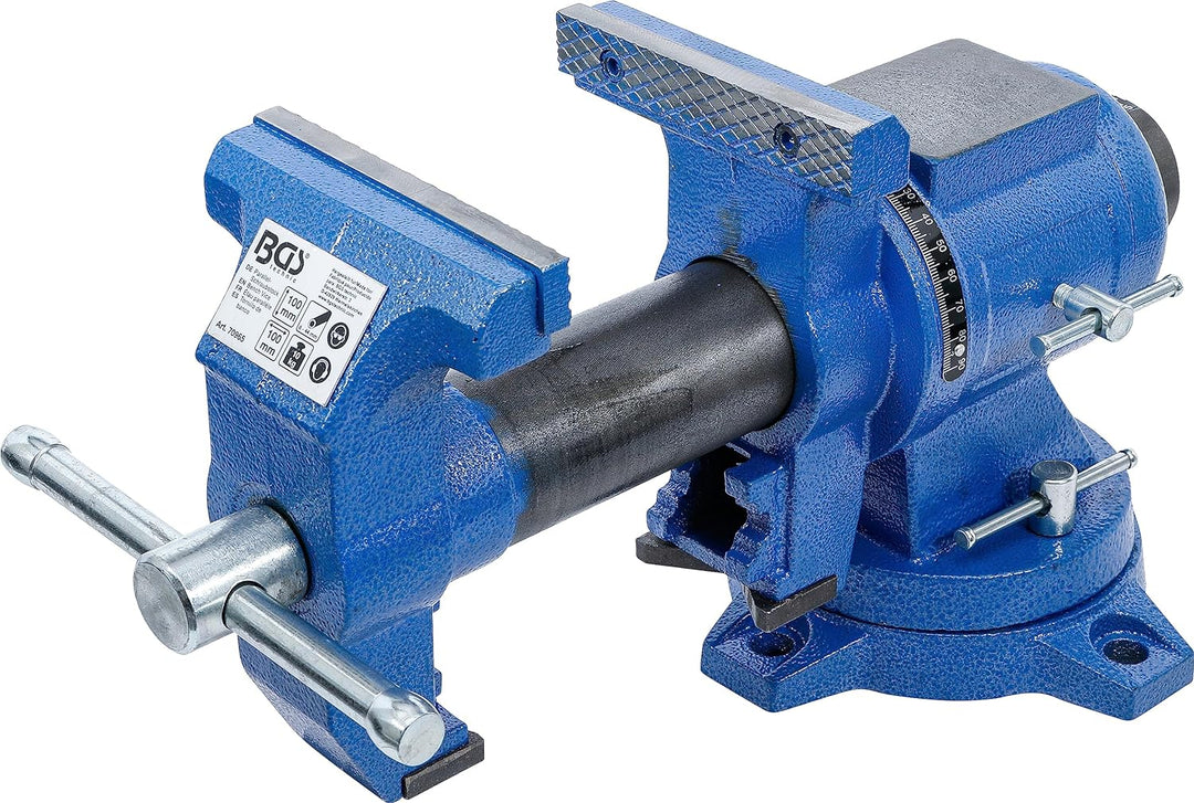 BGS 70965 | Parallel-Schraubstock | 100 mm Spannbacken | 360° drehbar | Werkbankschraubstock 100 mm