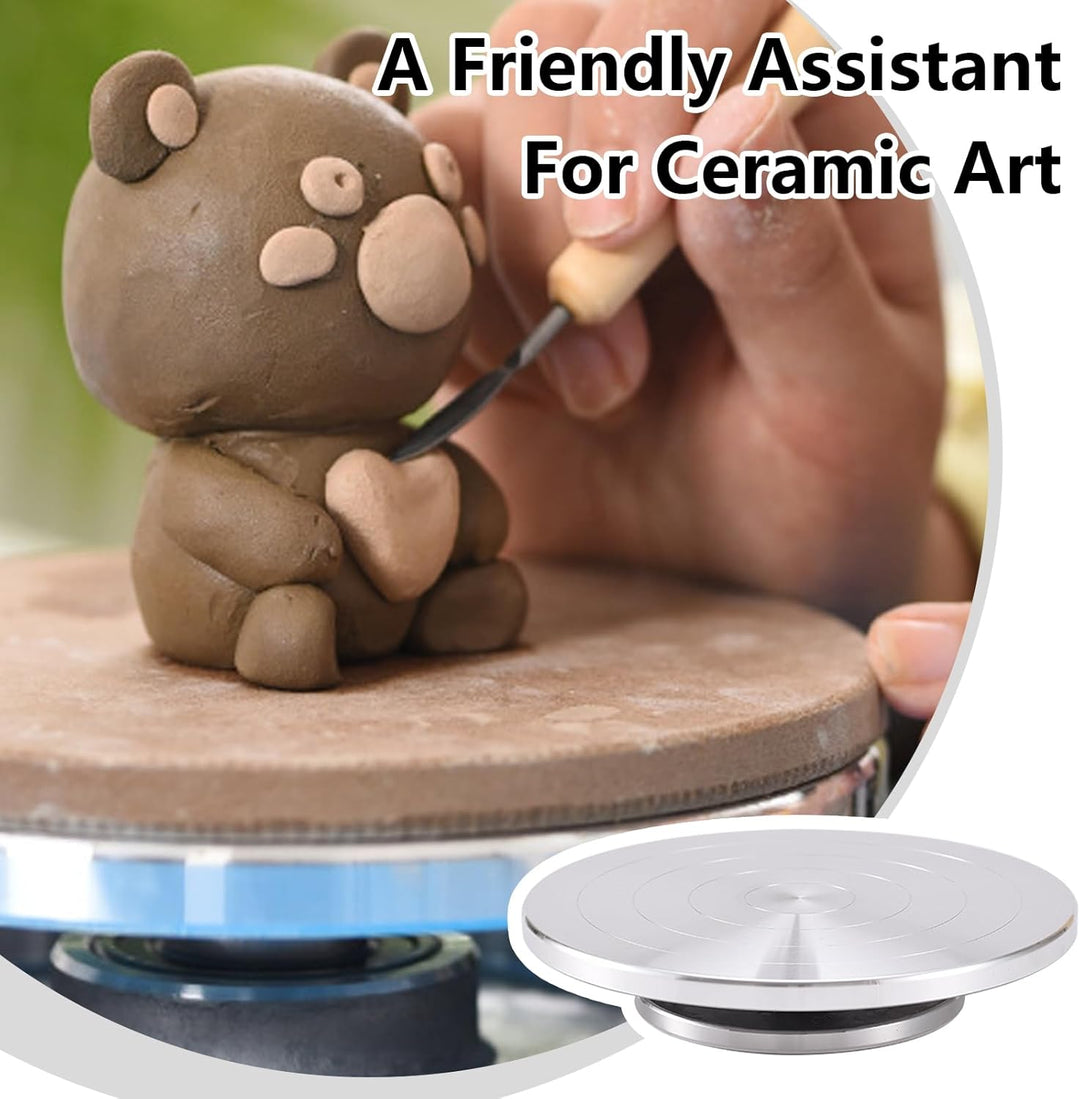 Töpferscheibe, 25cm Aluminium-Drehscheibe Craft Clay Drehteller DIY Tonwerkzeuge Doppelseitige Kuche