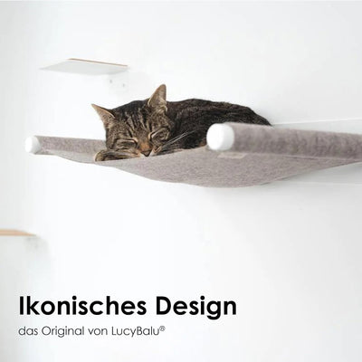 LucyBalu® Katzenhängematte mit natürlichem Filz | Hängematte für Katzen als Katzenbett an der Wand I