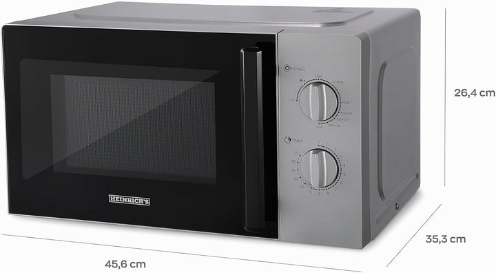 HEINRICHS Mikrowelle, kompakte Mikrowelle, 20L Volumen, 9 Leistungsstufen, inkl.35min.Timer, Defrost