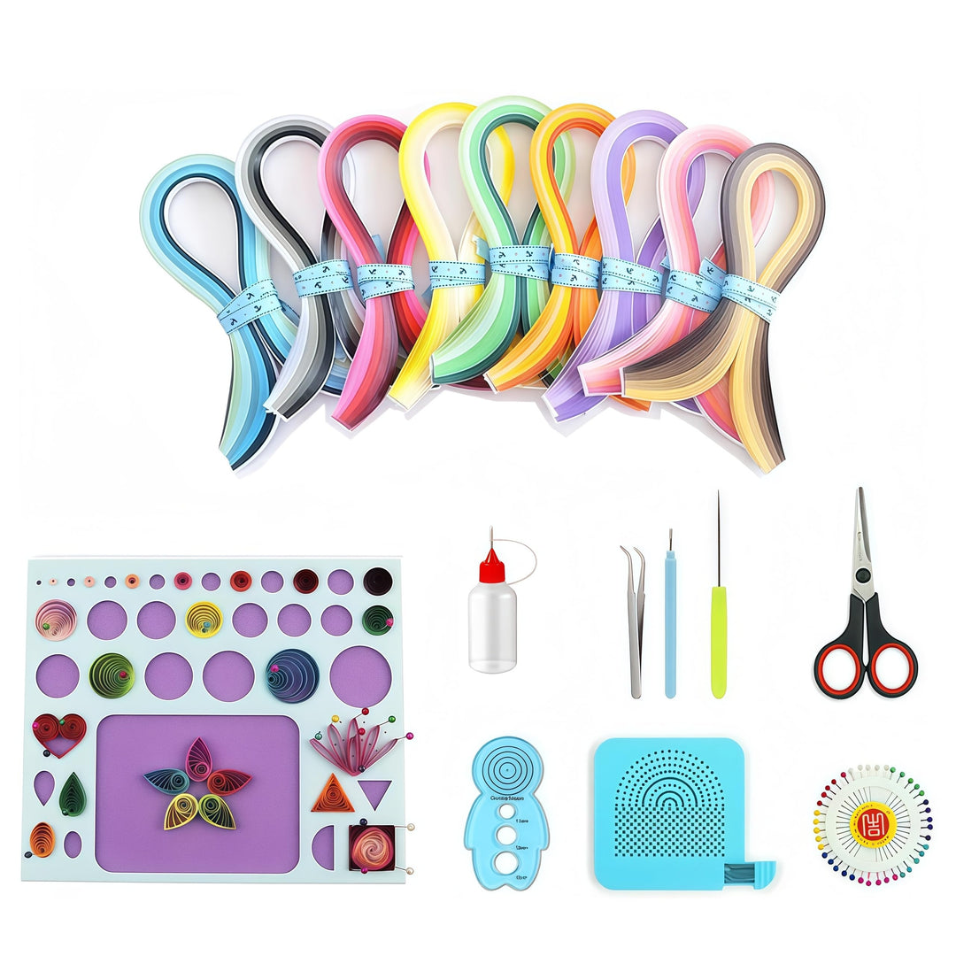 YURROAD Quilling Set, Quilling Papier Werkzeug Set mit 36 Farben 900 Quilling Papierstreifen 3mm, Qu