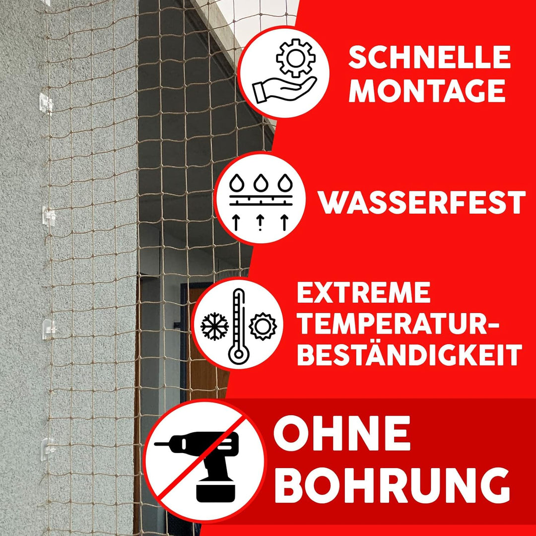 20 Stück Klebehaken mit Montagekleber 30ml, extra stark, für Katzennetz Balkon – ohne Bohren, transp