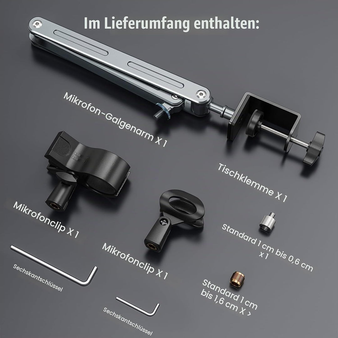 Aluminium Mikrofon Arm Tisch für Live-Streaming, Singe, Gaming | Aluminium Mikrofonständer Schreibti