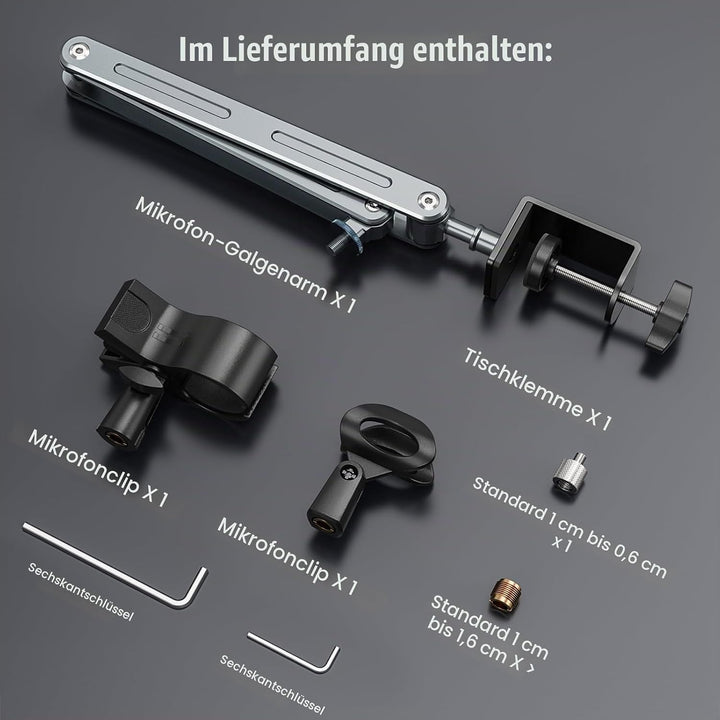Aluminium Mikrofon Arm Tisch für Live-Streaming, Singe, Gaming | Aluminium Mikrofonständer Schreibti