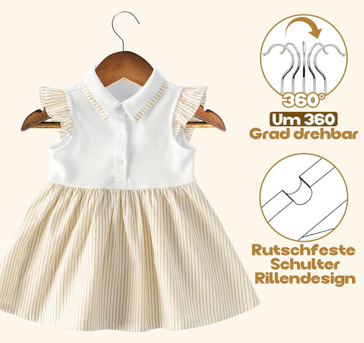 Homewit Kleiderbügel Baby Holz Bügel, 12er Set Vintage Braun Kleiderbügel für Kinder, Antirutsch Ker