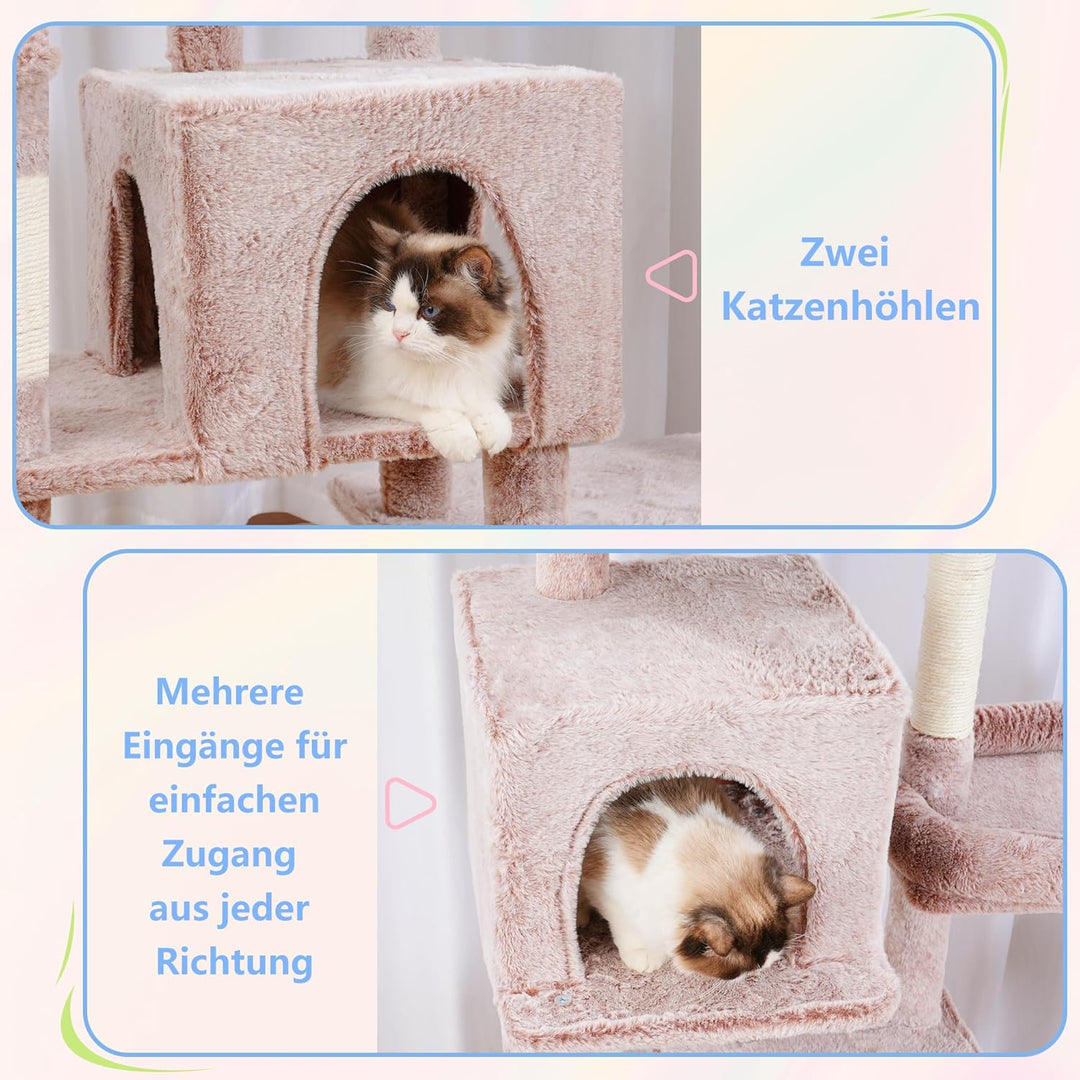 Hey-brother XXL Kratzbaum für gross Katzen, 180 cm hoch Stabil Katzenbaum mit rechts erweitert mit 3