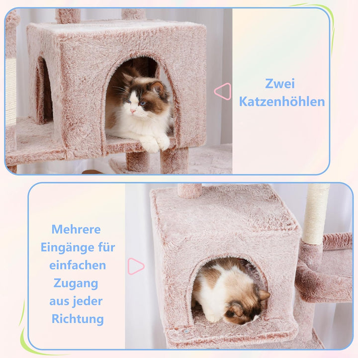 Hey-brother XXL Kratzbaum für gross Katzen, 180 cm hoch Stabil Katzenbaum mit rechts erweitert mit 3