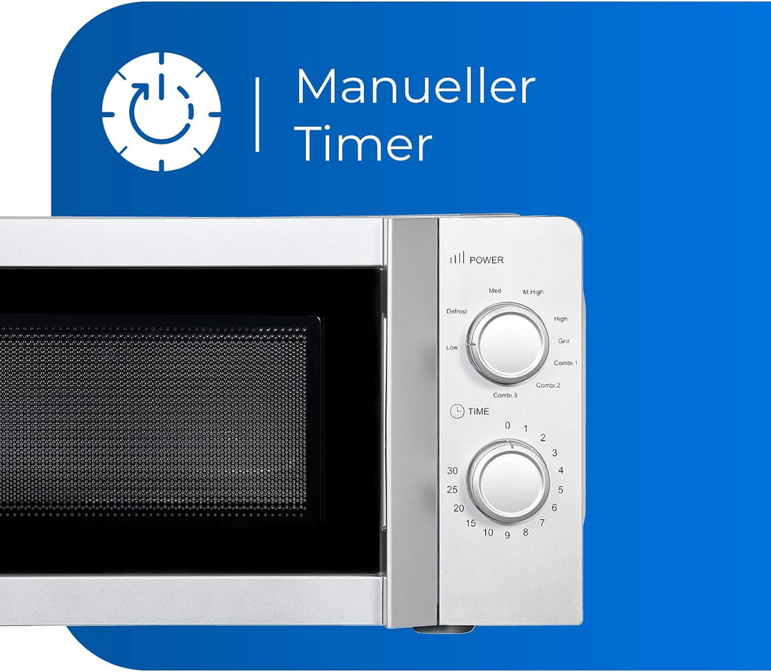 Exquisit Mikrowelle MW717-070G silber | Standgerät | 900 W Grill | Drehteller 245 mm Ø | Garraum 20