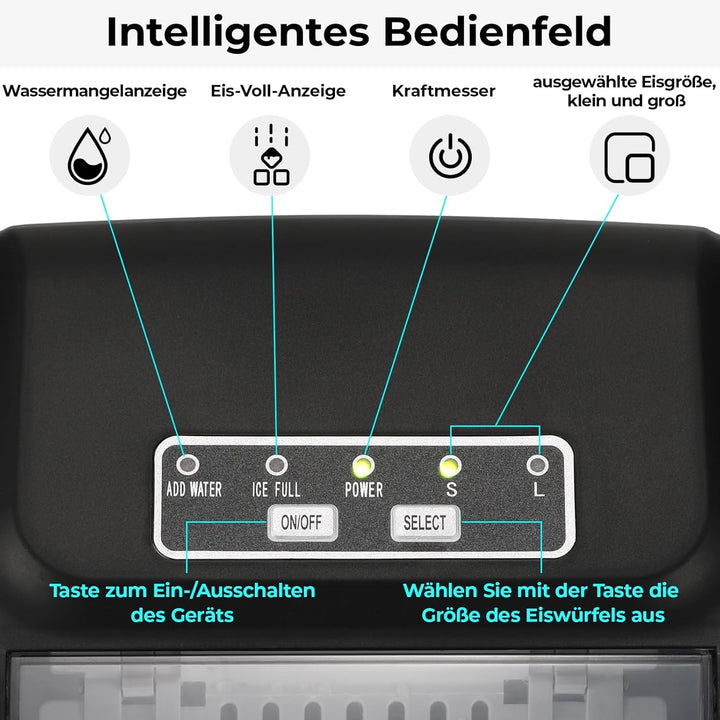 Eiswürfelmaschine Klein, 12,0 kg24H, 9 Eiswürfel in 6 Minuten, 2 Grössen von Bullet Ice, Selbstreini