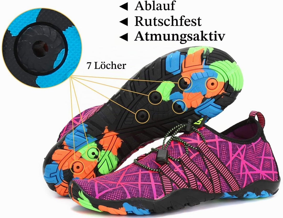 SAGUARO Badeschuhe für Herren Damen - 7/9 Drainagelöcher Schnelltrocknende rutschfest, Gr 35-48 35 E