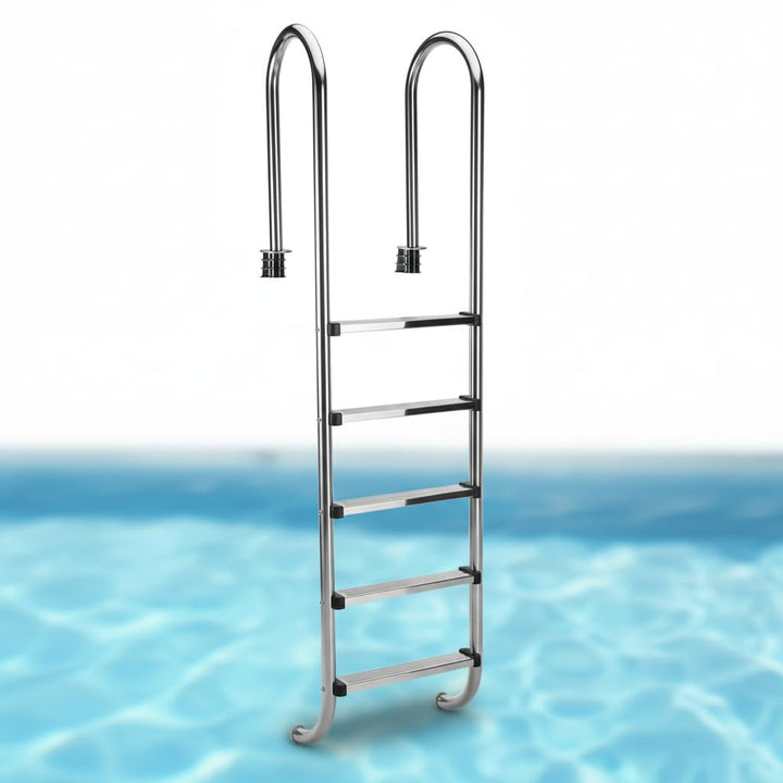 Melko Poolleiter 5stufig Edelstahl Schwimmbecken Treppe Hochbeckenleiter Einbauleiter 5 Stufen, 5 St