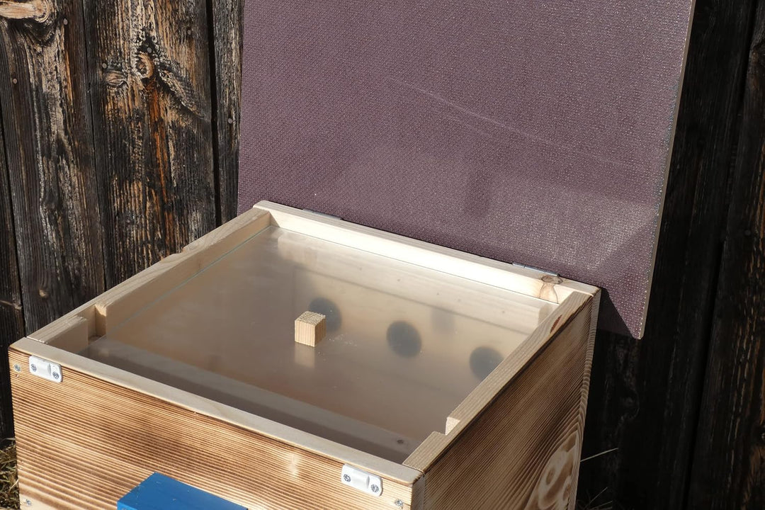 Premium Hummelkasten mit Wachsmottensperre, 2X Sichtfenster und Nistmaterial Wetterfest Bienenhaus H