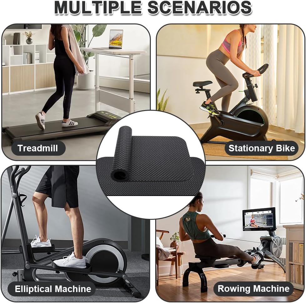 2 Stück Bodenschutzmatte Fitnessgerät, 63,5 x 30 cm Bodenschutzmatte Sport, 5 mm rutschfest Unterleg