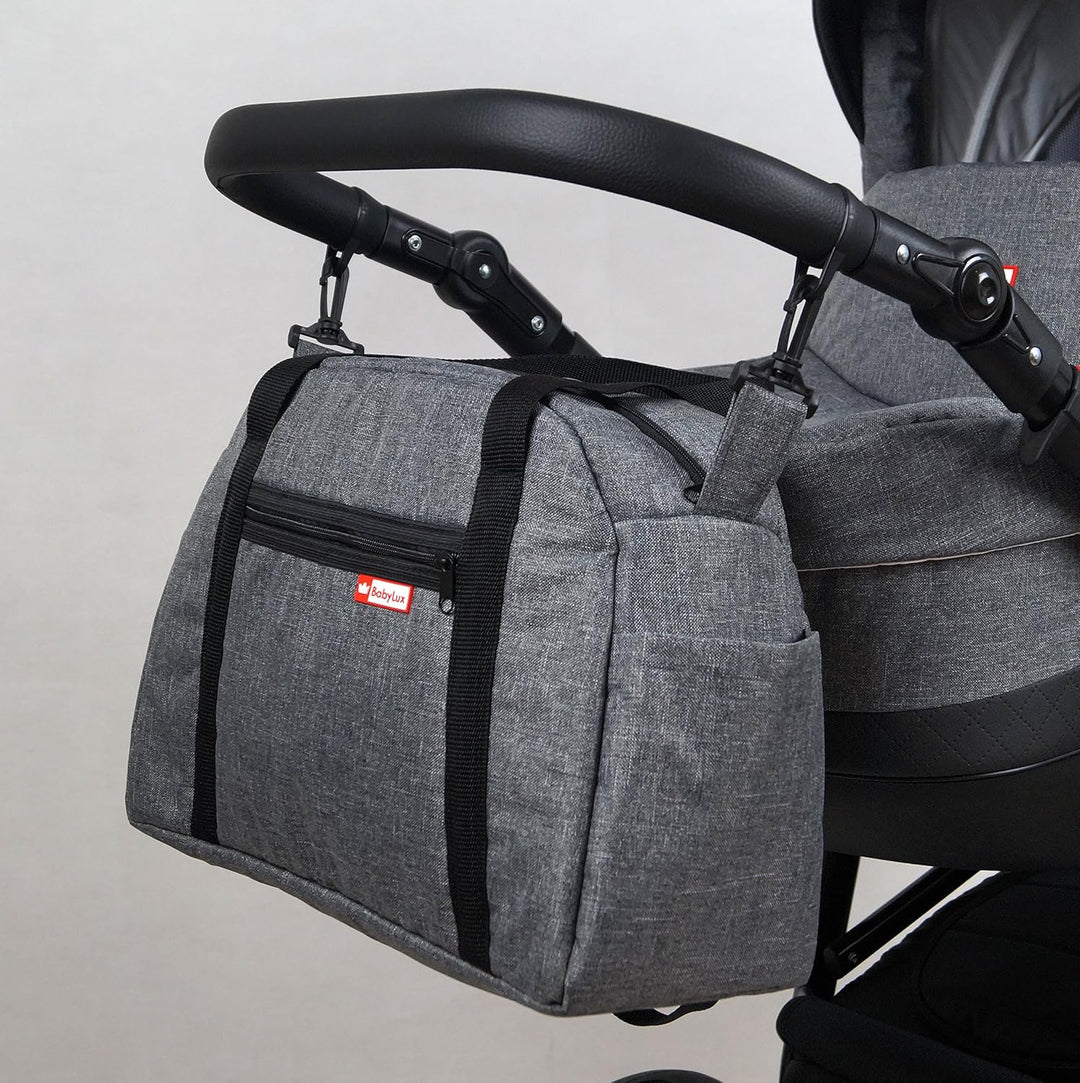 BabyLux Wickeltasche CANDY FLEX Kinderwagentasche Baby Windel Tasche Pflegetasche (CandyFlex Grau),