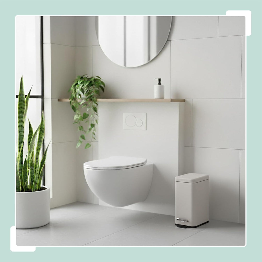 Relaxdays Mülleimer Bad, 5 Liter, Kosmetikeimer mit Soft-Close, Matte Optik, entnehmbarer Inneneimer