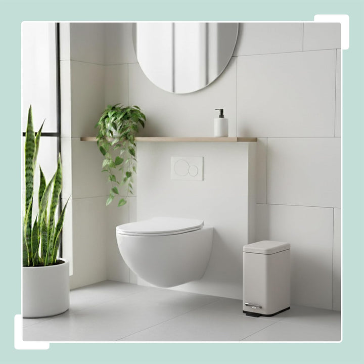 Relaxdays Mülleimer Bad, 5 Liter, Kosmetikeimer mit Soft-Close, Matte Optik, entnehmbarer Inneneimer