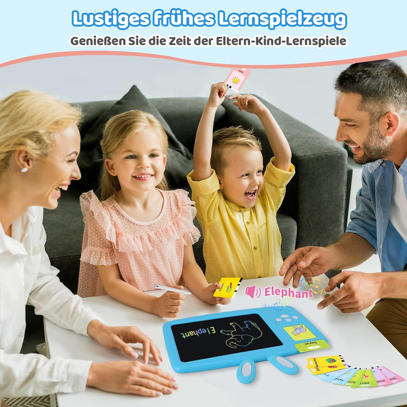 Deutsch Lernen Lernspielzeug für Kinder 1-6 Jahre alt, Sprechende Flash-Karten LCD Schreibtablett 38