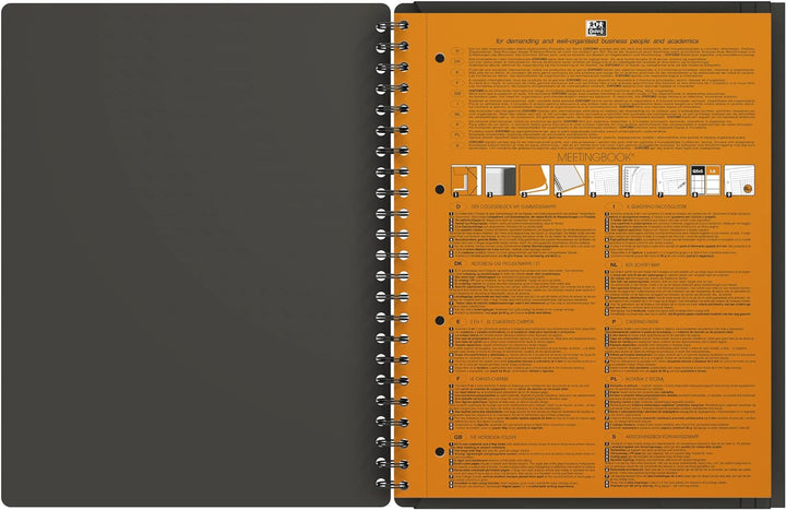 Oxford Meetingbook International A4, kariert, 160 Seiten, mit Gummizugmappe und 3 Einschlagklappen,