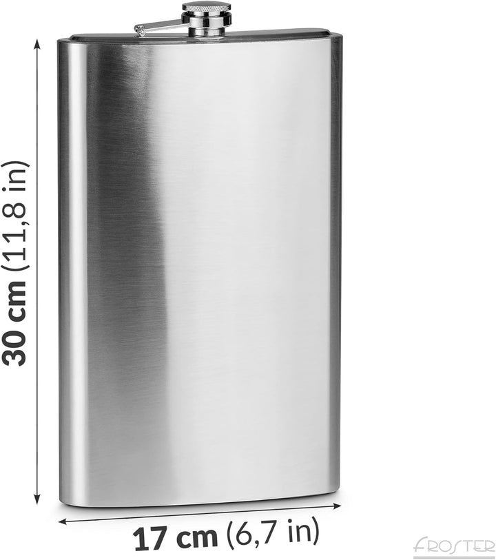 Froster Riesiger Flachmann Deluxe in Extreme Case, Grosser Flachmann aus Edelstahl XXL, Geschenk für