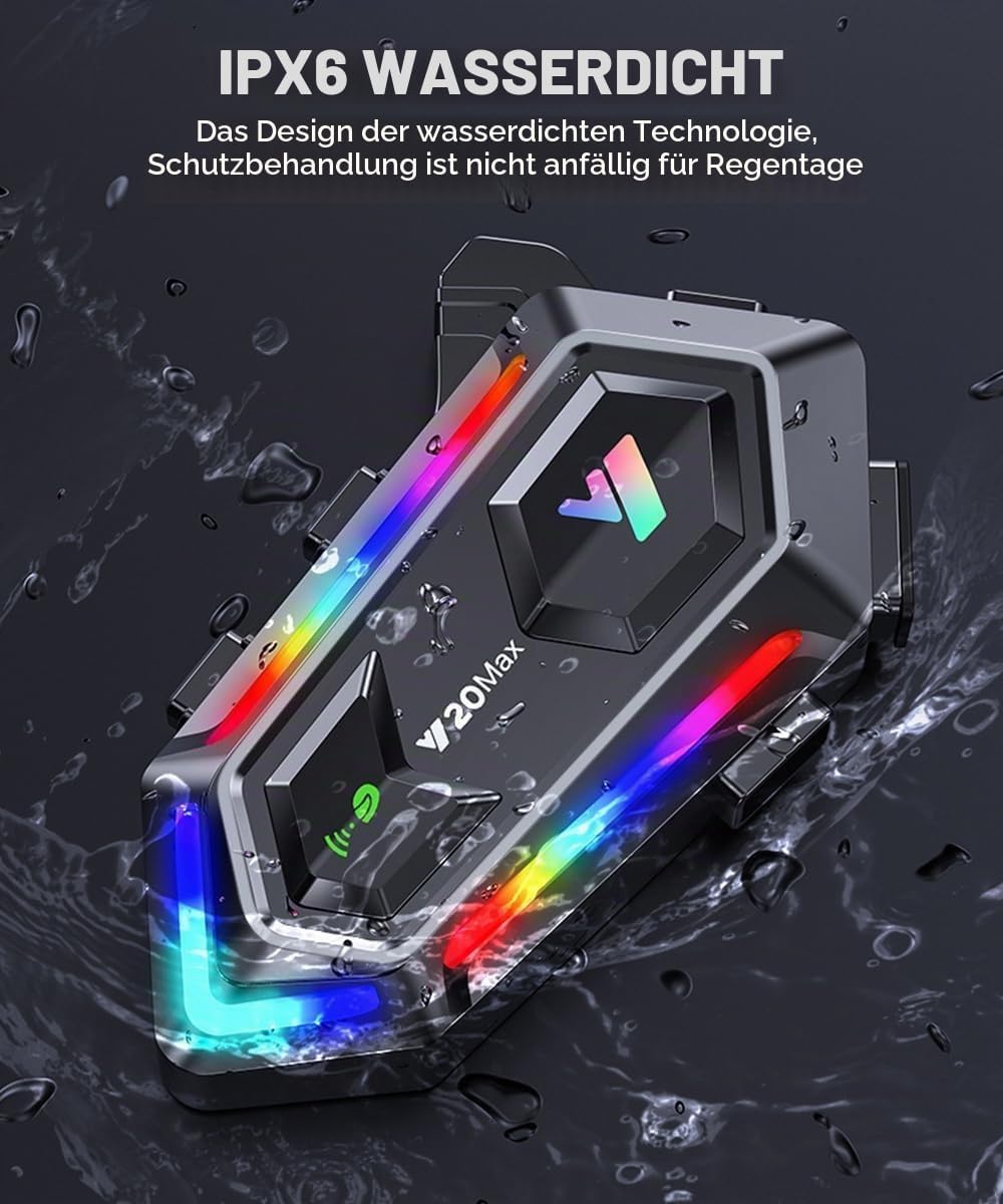 Motorradhelm Lautsprecher, wasserdichtes Motorradhelm Gegensprechanlage Kommunikationssystem Bluetoo