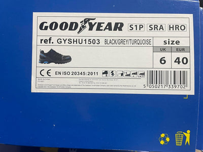 Goodyear Sicherheitsschuhe 1503WT - S1P - Exklusive Work-Trade Black-Edition Farbe 41 EU Schwarz Tür