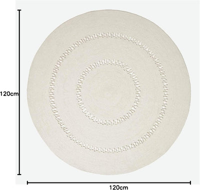 Homescapes Natur-farbener Teppich, rund, 120 cm, gehäkelter Teppich/Vorleger aus Baumwolle im Retro-