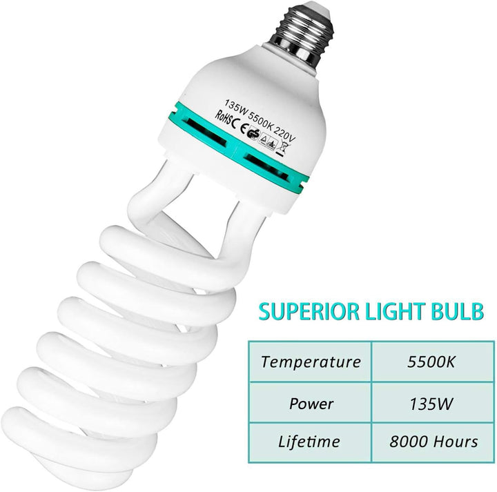 135W CFL Fotolampe 5500K Fotoleuchte mit E27 Stecker, Studioleuchte Energiesparende Beleuchtung Spir