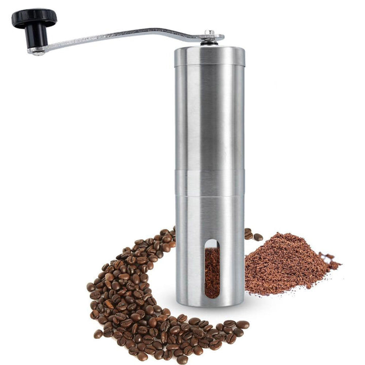 INTIRILIFE Kaffeemühle manuell aus Edelstahl in Silber - 20,5 x 5 cm - 120 ml Füllmenge - Manuelle M