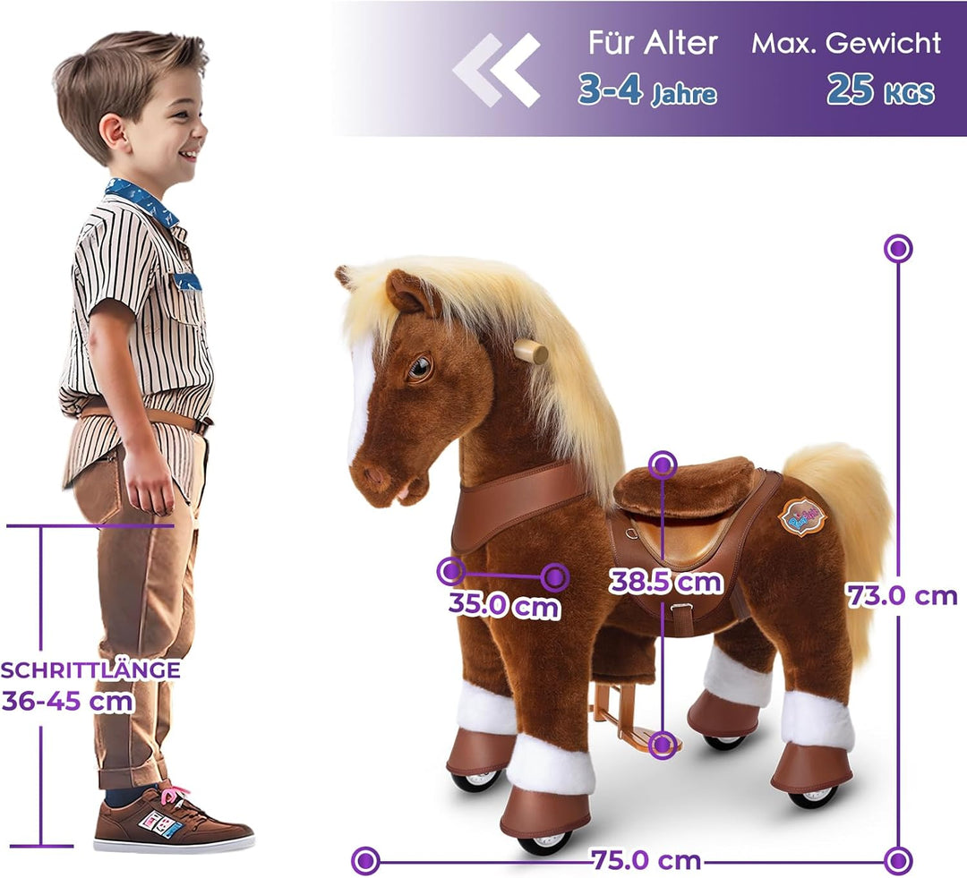 PonyCycle Kinder Reitpferd Reitspielzeug mit Realistischen Pferdegeräuschen für 3–4 Jahre, Mechanisc
